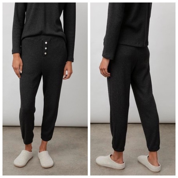 Rails Molly Waffle Lounge Pants Charcoal Women’s Size Small High Rise Tapered Le - Picture 1 of 11